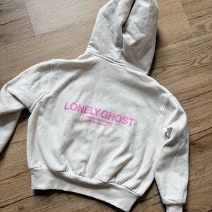 LONELY GHOST Kids Hoodie with Pink Logo XS